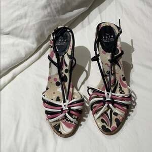 Rafe New York 8 corked heel pink white black guc